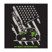 Back design of off-road vehicle in front of flag with Haspin Acres Laurel, IN